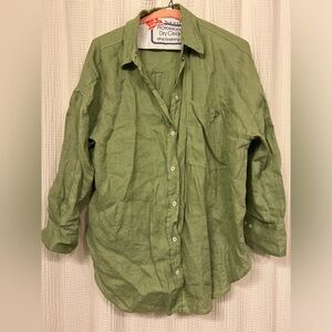 Zara green linen button up shirt!